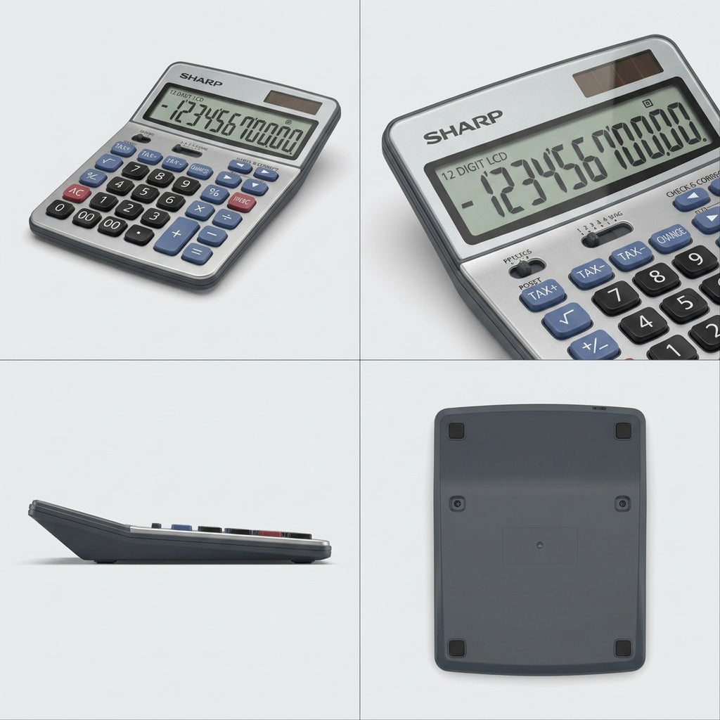 A grid displaying the SHARP EL782CS calculator from four different angles.