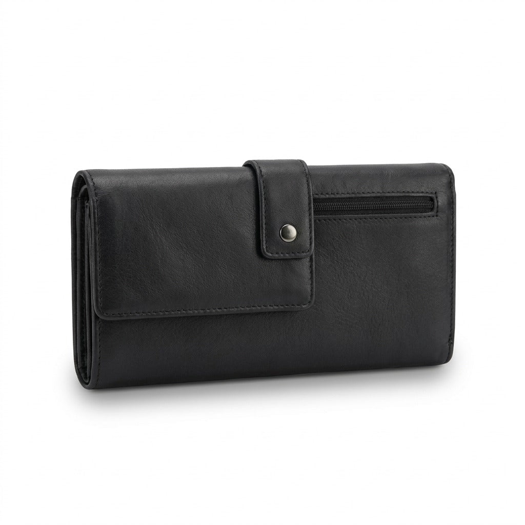 Single, centered product photograph of the Mancini black leather wallet.