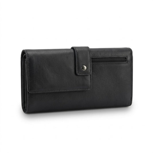 Single, centered product photograph of the Mancini black leather wallet.