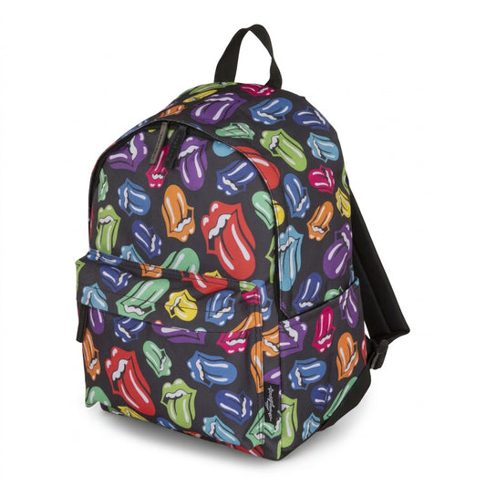 Pure hero shot of the Bugatti BKP6020RS Rolling Stones backpack, a multi-colored tongue logo pattern.