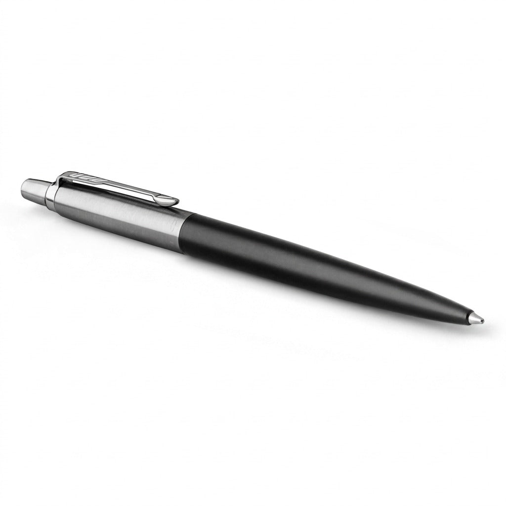 Parker Jotter Originals Gel Pen in Classic Black with stainless steel cap and arrow clip.
