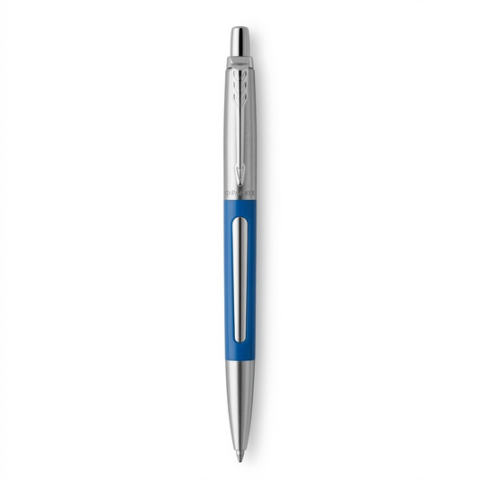 Parker Jotter Originals ballpoint pen with a classic blue finish and stainless steel accents.