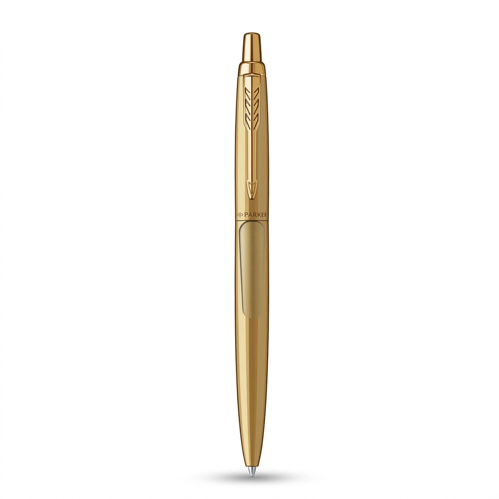 Parker Jotter XL Monochrome Ballpoint Pen in Matte Gold with iconic arrow clip on white background.