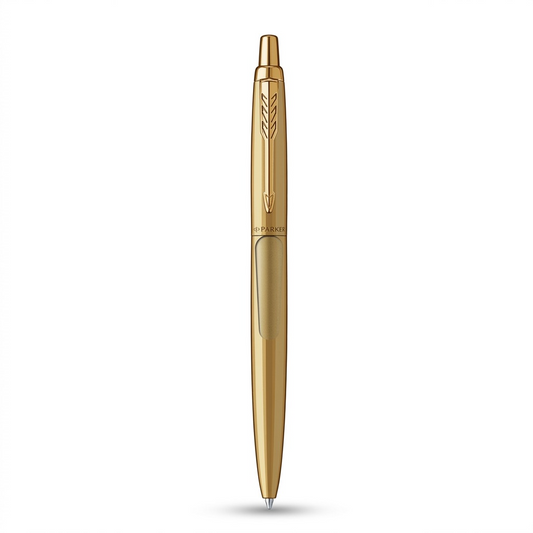 Parker Jotter XL Monochrome Ballpoint Pen in Matte Gold with iconic arrow clip on white background.
